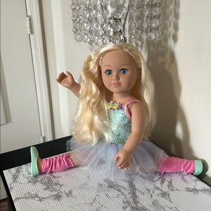 Blonde Doll with Pink and Green Outfit